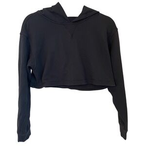 Lululemon All Yours Black Cropped Hoodie Hooded Sweatshirt Women Size 8